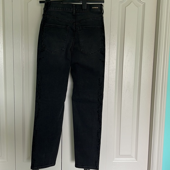 NWT Express Slim Ankle Straight Jeans Super High Rise Snakeprint Detail - Picture 5 of 5